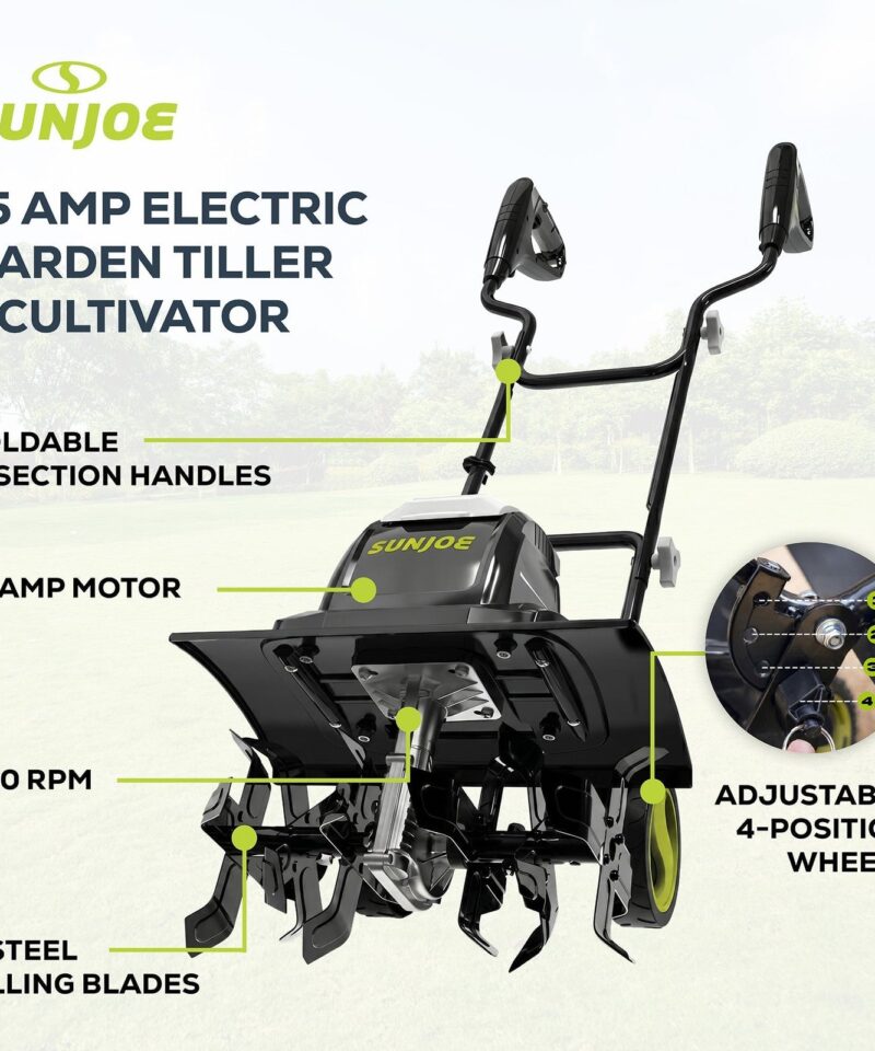 Electric Garden Tiller Cultivator, Steel Tines, 15 Amp, 15.7″, TJ605E - Image 3