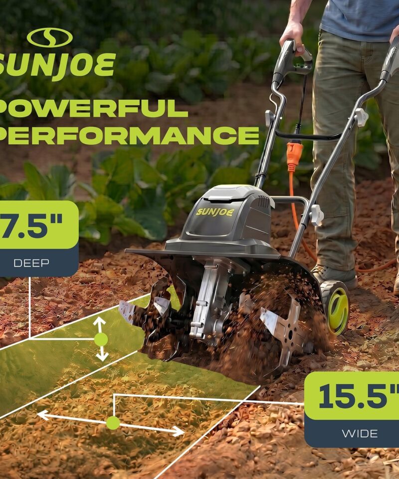 Electric Garden Tiller Cultivator, Steel Tines, 15 Amp, 15.7″, TJ605E - Image 4