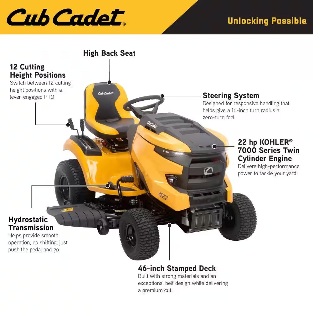 XT1 Enduro LT 46 In. 22 HP V-Twin Kohler 7000 Series Engine Hydrostatic Drive Gas Riding Lawn Tractor - Image 2