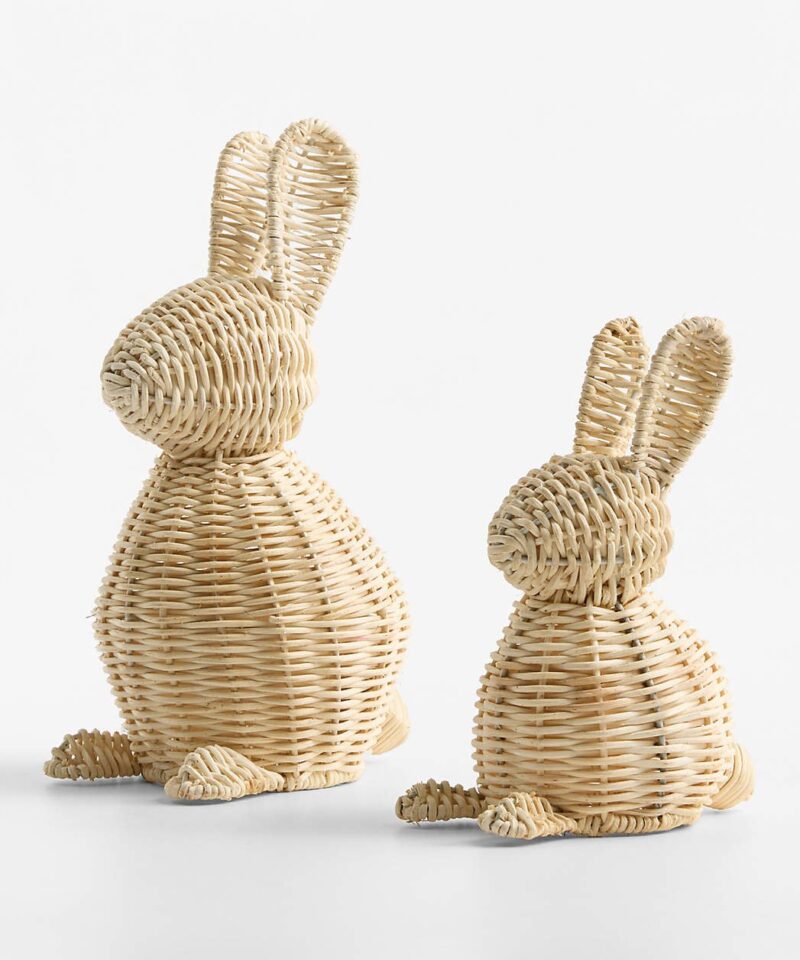 Small Rattan Bunny Decorative Sculpture - Image 6