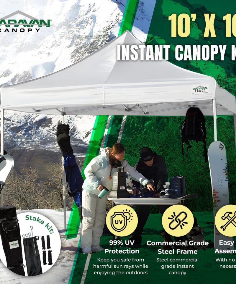 Caravan Canopy TitanShade 10 x 10 Steel Frame Portable Instant Canopy Kit, White - Image 2