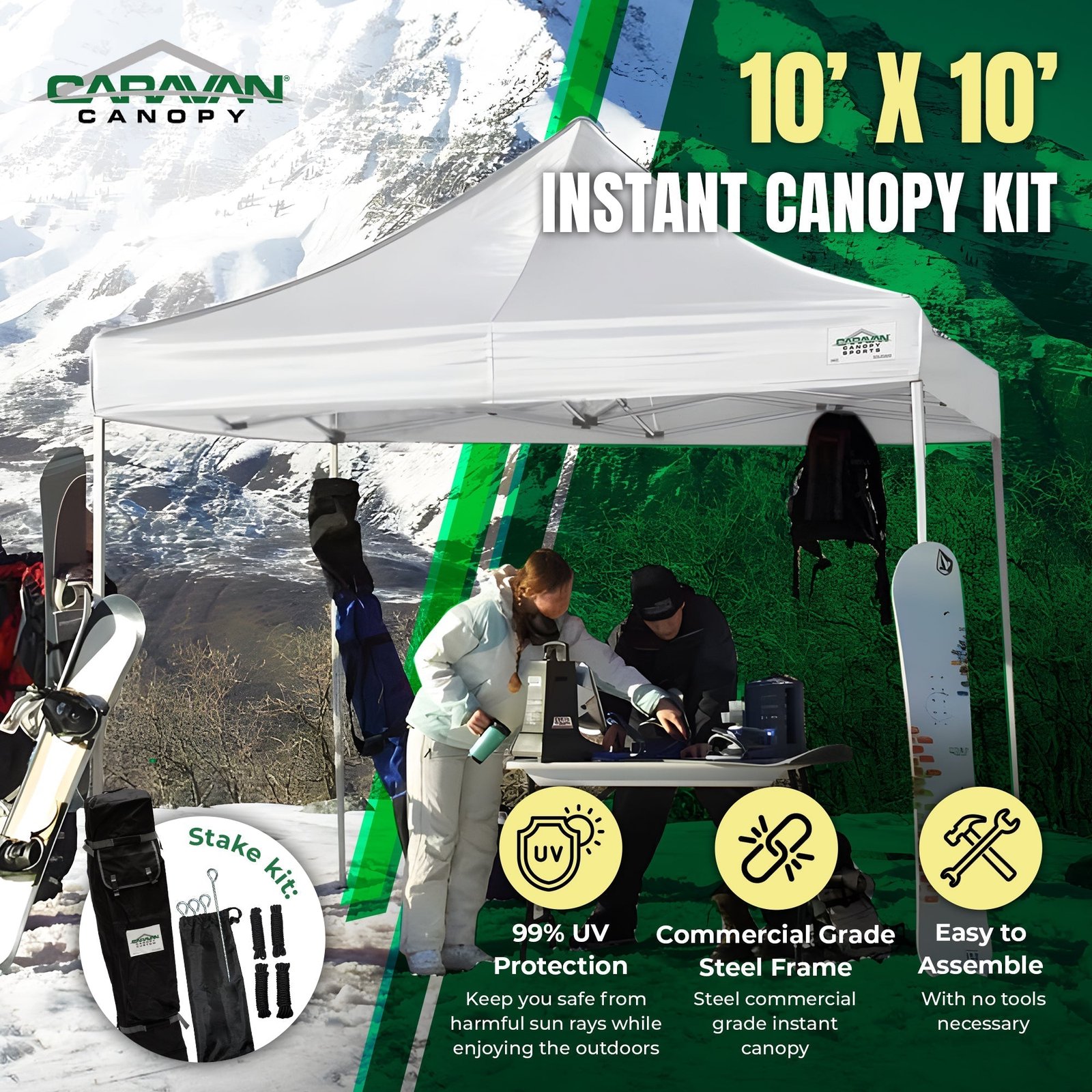 Caravan Canopy TitanShade 10 x 10 Steel Frame Portable Instant Canopy Kit, White - Image 2