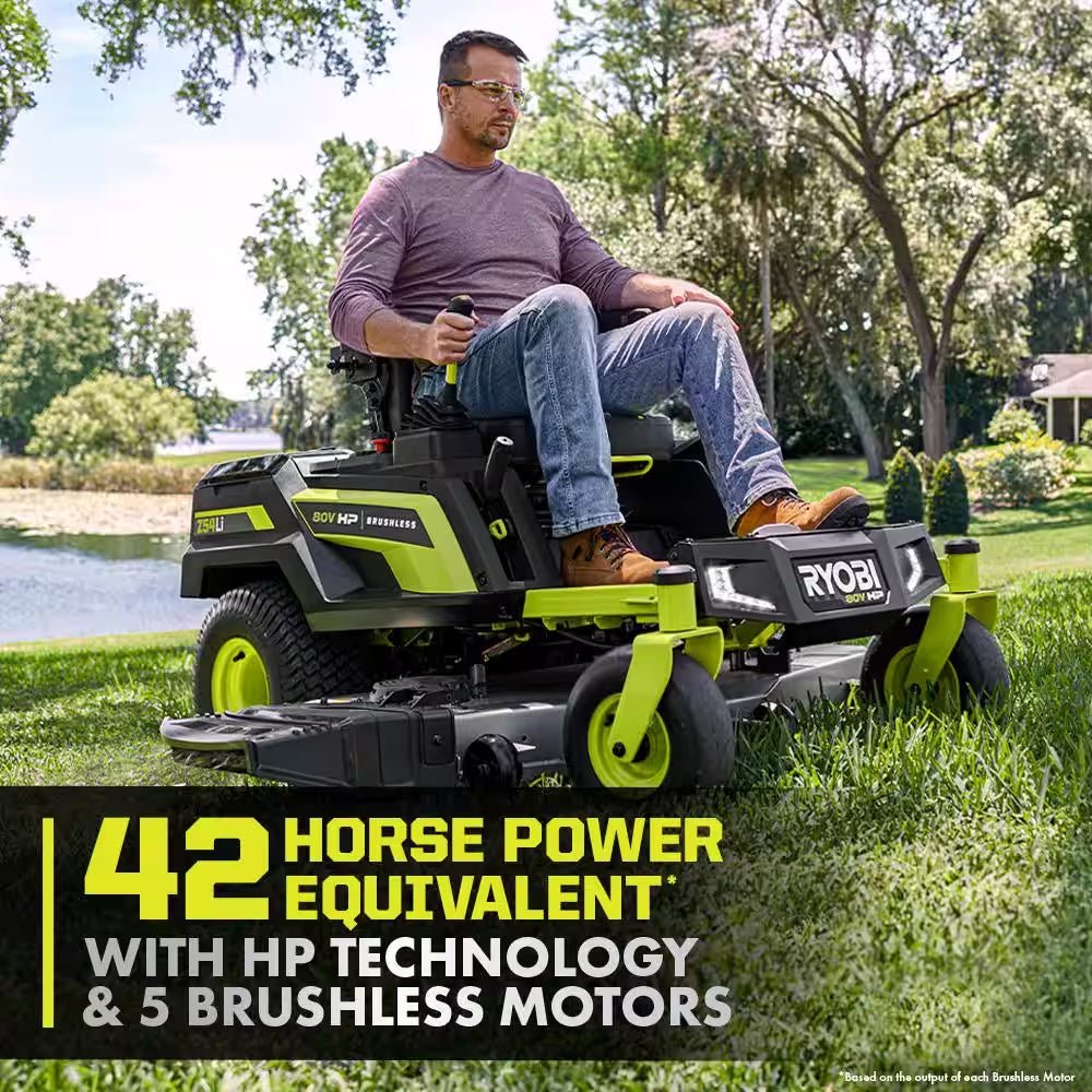 80V HP Brushless 54 In. Battery Electric Cordless Zero Turn Riding Mower (3) 80V Batteries (4) 40V Batteries and Charger - Image 7
