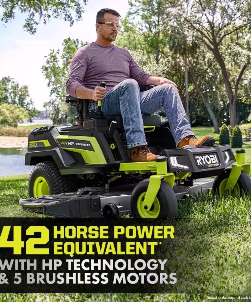 80V HP Brushless 54 In. Battery Electric Cordless Zero Turn Riding Mower (3) 80V Batteries (4) 40V Batteries and Charger - Image 7