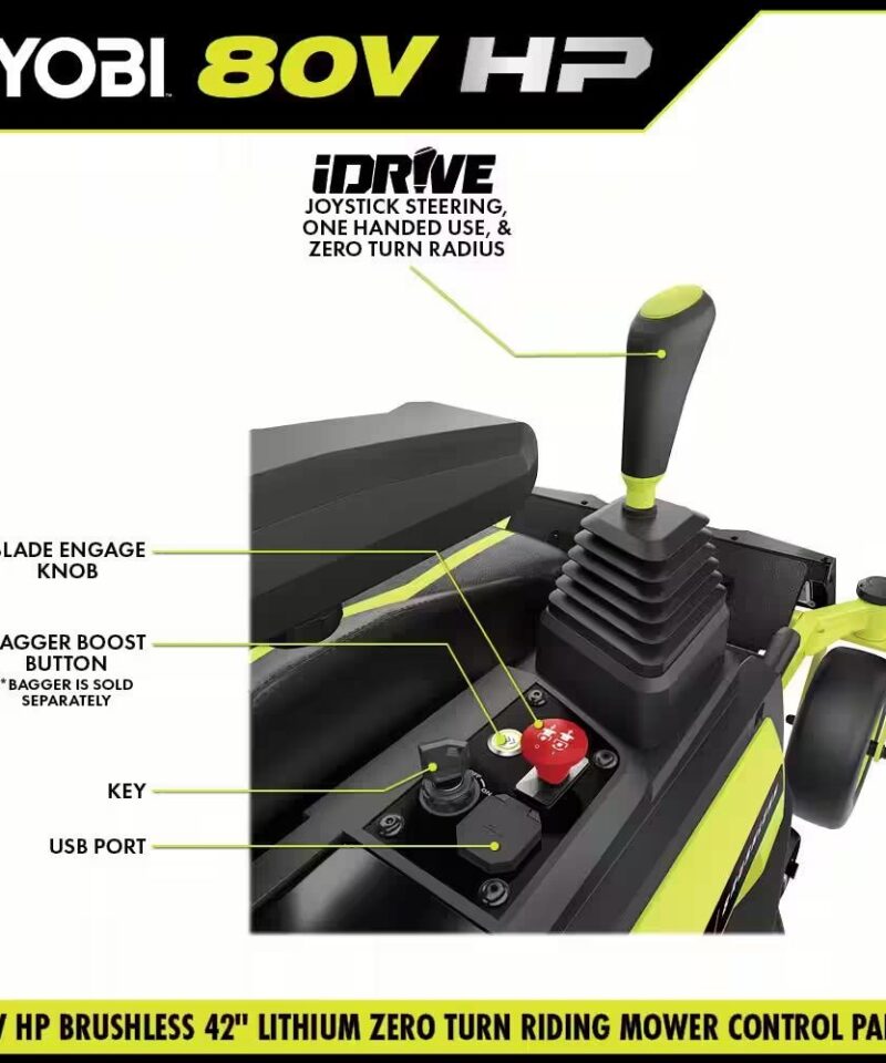 80V HP Brushless 42 In. Battery Electric Cordless Zero Turn Riding Mower (2) 80V Batteries (2) 40V Batteries and Charger - Image 5