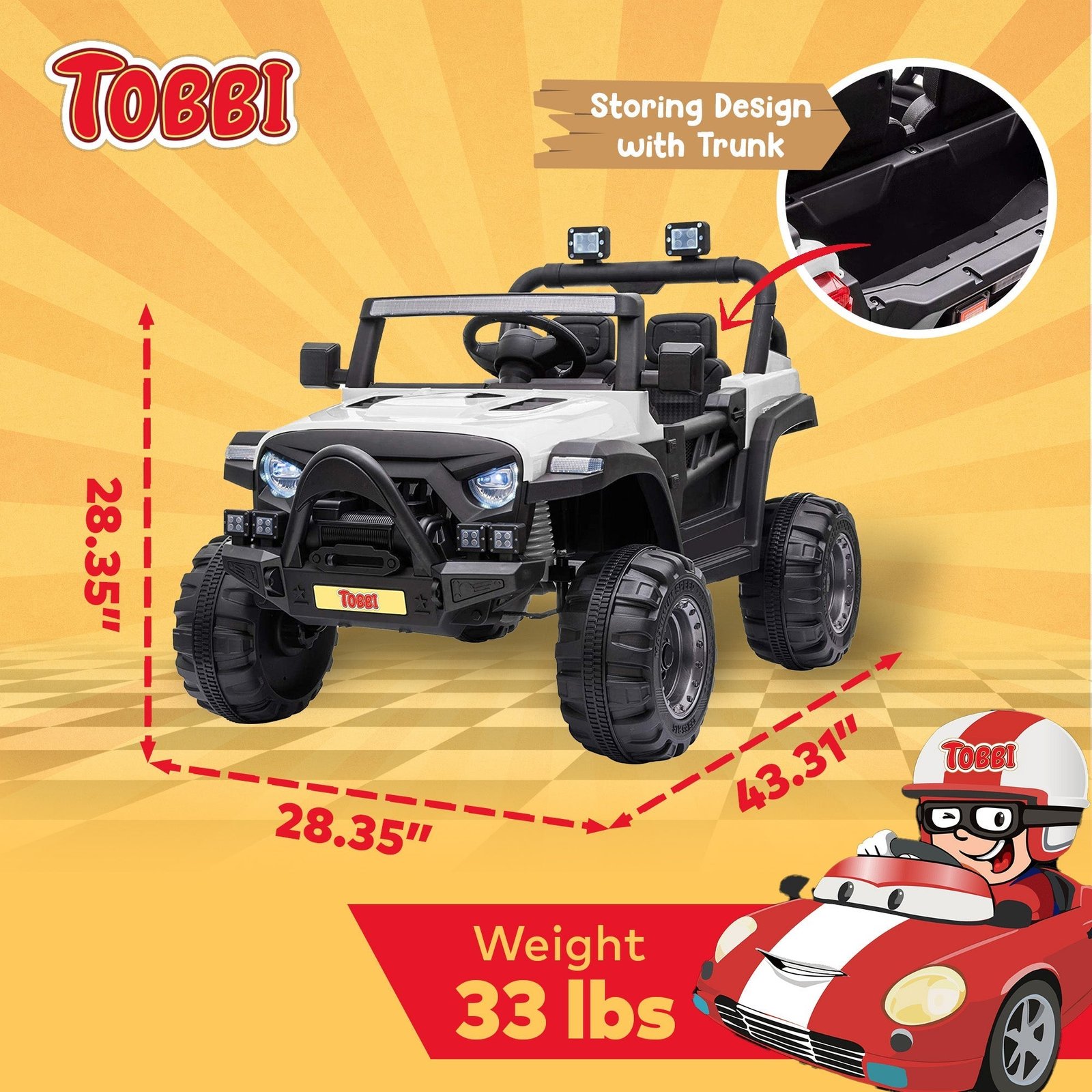 12 Volt Electric Remote Control Kids Toy Fun Vehicle Ride On Truck, White - Image 3
