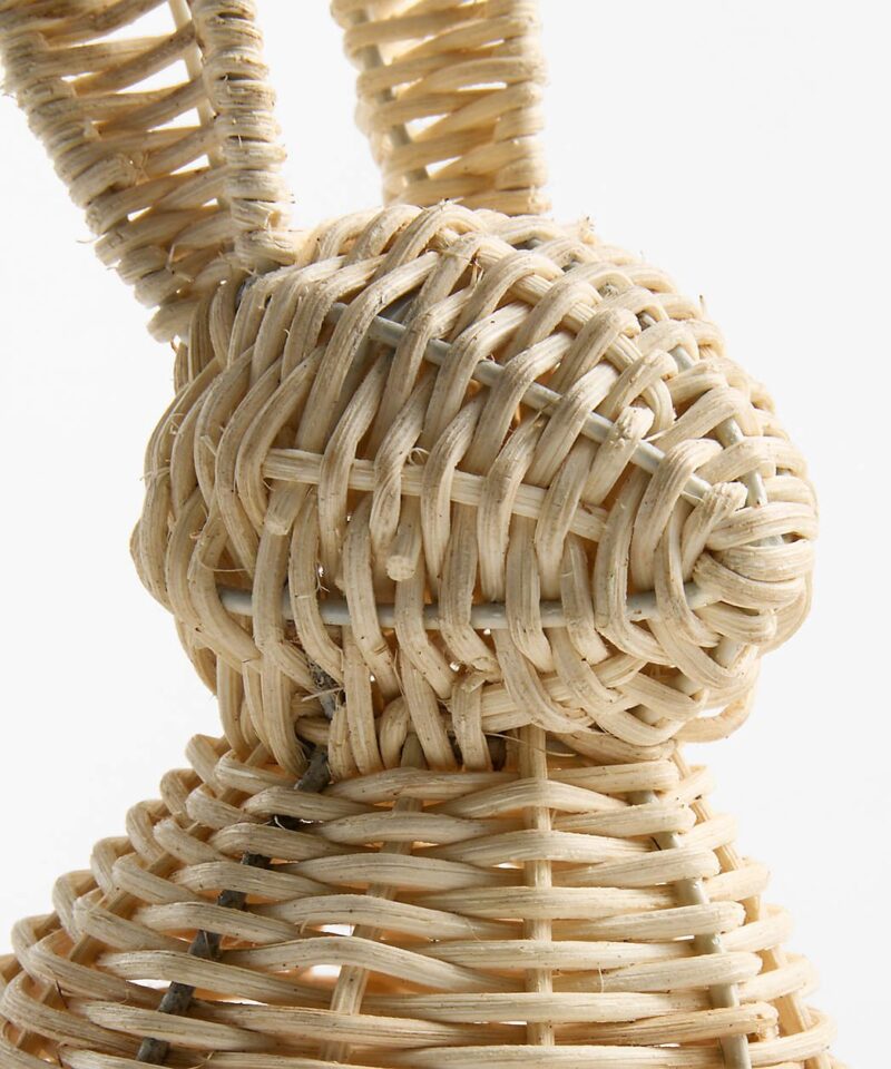 Small Rattan Bunny Decorative Sculpture - Image 3