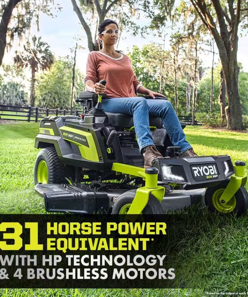 80V HP Brushless 42 In. Battery Electric Cordless Zero Turn Riding Mower (2) 80V Batteries (2) 40V Batteries and Charger - Image 7