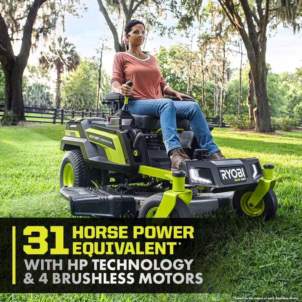 80V HP Brushless 42 In. Battery Electric Cordless Zero Turn Riding Mower (2) 80V Batteries (2) 40V Batteries and Charger - Image 7