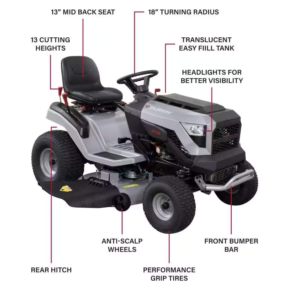 MT200 42 In. 19.0 HP 540Cc EX1900 Series Briggs and Stratton Engine Automatic Gas Riding Lawn Tractor Mower - Image 5