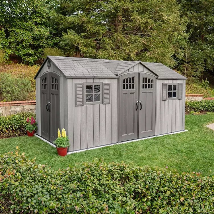 15′ x 8′ Rough Cut Dual-Entry Outdoor Storage Shed - Image 3