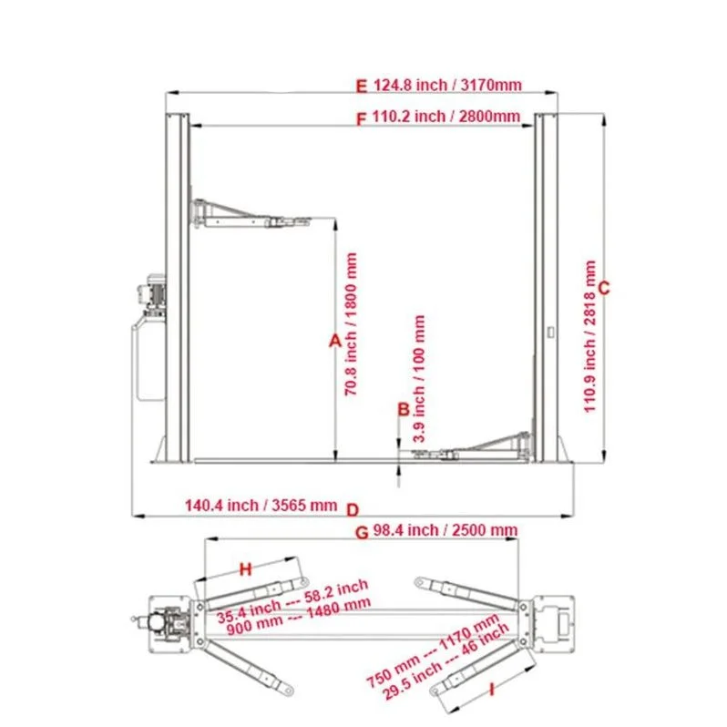 Alternative view of KATOOL KT-H105 Two Post Vehicles Lift 10,000 lbs Capacity