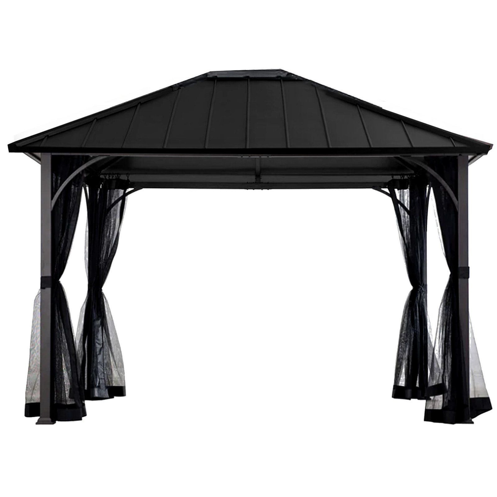 Hildreth 11 x 13 Foot Screened Gazebo Canopy Outdoor Pergola Tent, Black - Image 6