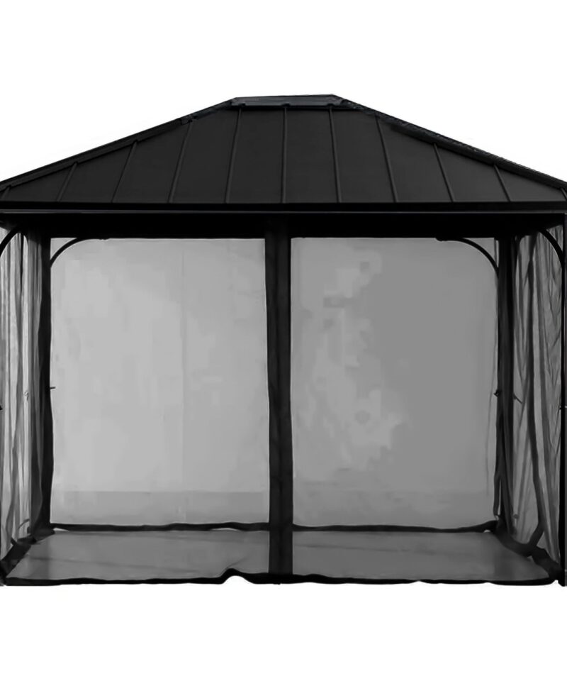 Hildreth 11 x 13 Foot Screened Gazebo Canopy Outdoor Pergola Tent, Black - Image 7