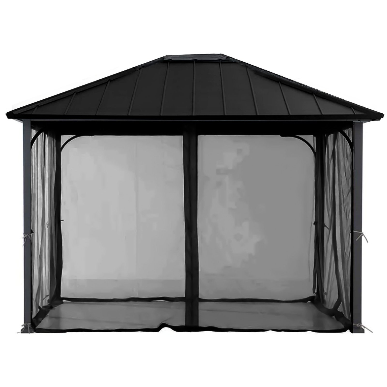 Hildreth 11 x 13 Foot Screened Gazebo Canopy Outdoor Pergola Tent, Black - Image 7