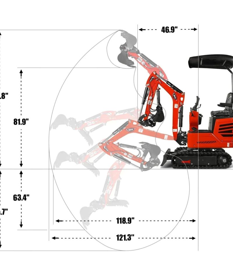 Mini Compact Excavator HONDA GX390 Engine, 65.7” Max. Digging Depth, 2280 LBS Operating Weight, MEC10 - Image 9