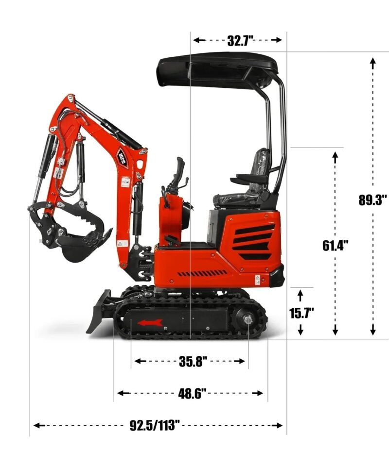 Mini Compact Excavator HONDA GX390 Engine, 65.7” Max. Digging Depth, 2280 LBS Operating Weight, MEC10 - Image 8