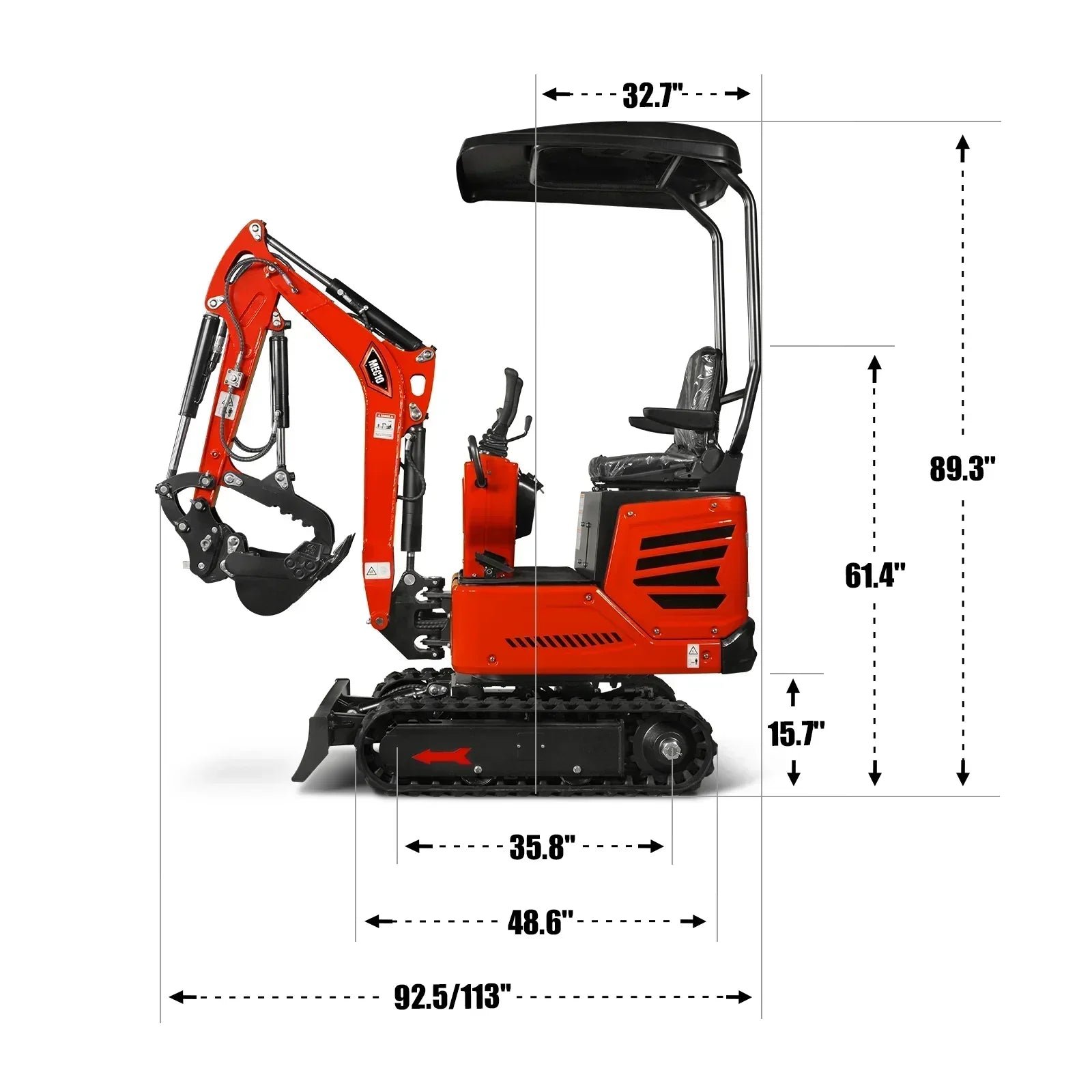 Mini Compact Excavator HONDA GX390 Engine, 65.7” Max. Digging Depth, 2280 LBS Operating Weight, MEC10 - Image 8