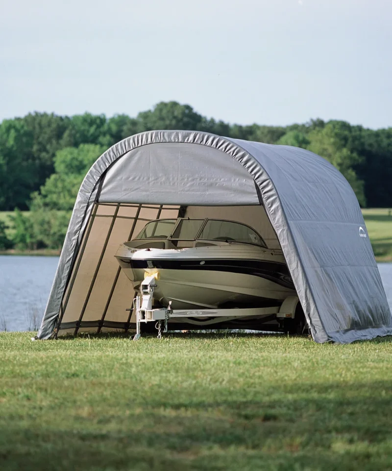 Alternative view of ShelterCoat Custom Round Wind and Snow Rated Shelter, 12 ft. x 20 ft. x 8 ft. Standard PE 9 oz. Grays