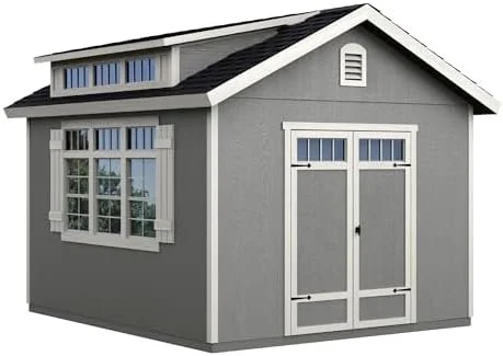 Handy Home Products Windemere 10×12 Do-it-Yourself Wooden Storage Shed with Floor, Beiges - Image 4