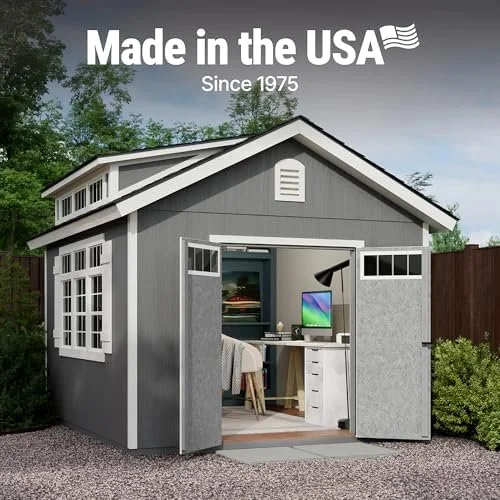 Alternative view of Handy Home Products Windemere 10×12 Do-it-Yourself Wooden Storage Shed with Floor, Beiges