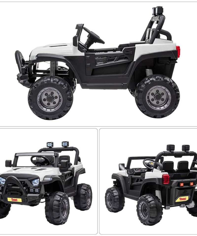 12 Volt Electric Remote Control Kids Toy Fun Vehicle Ride On Truck, White - Image 11