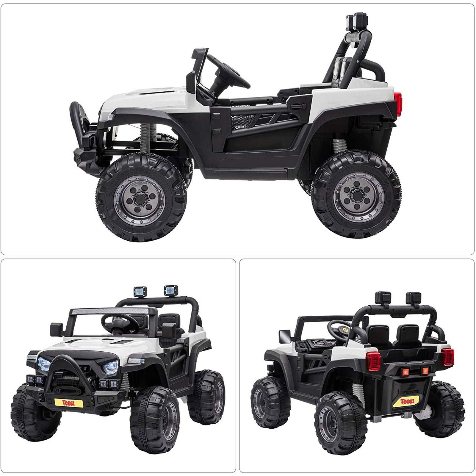 12 Volt Electric Remote Control Kids Toy Fun Vehicle Ride On Truck, White - Image 11