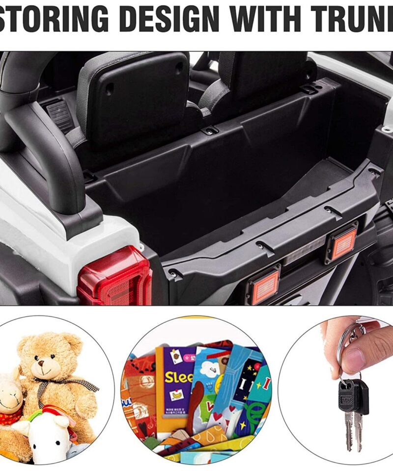 12 Volt Electric Remote Control Kids Toy Fun Vehicle Ride On Truck, White - Image 5