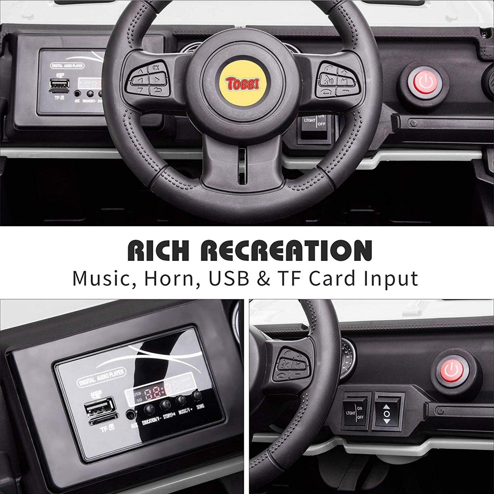 12 Volt Electric Remote Control Kids Toy Fun Vehicle Ride On Truck, White - Image 6