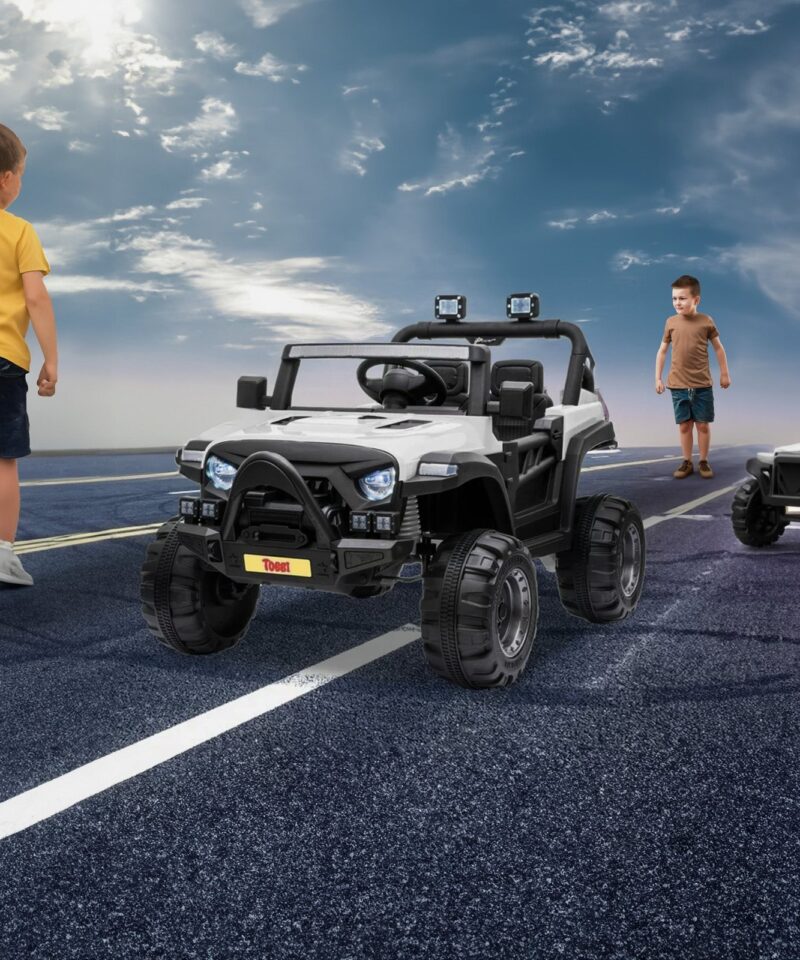 12 Volt Electric Remote Control Kids Toy Fun Vehicle Ride On Truck, White - Image 9