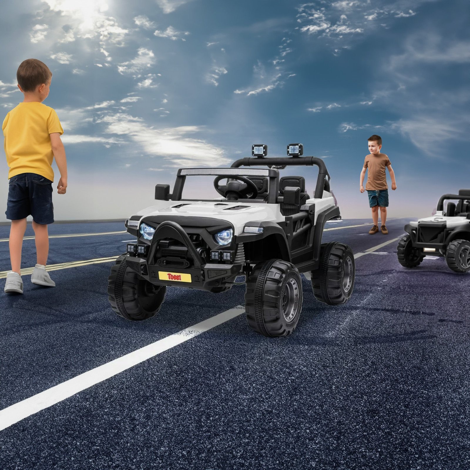 12 Volt Electric Remote Control Kids Toy Fun Vehicle Ride On Truck, White - Image 9