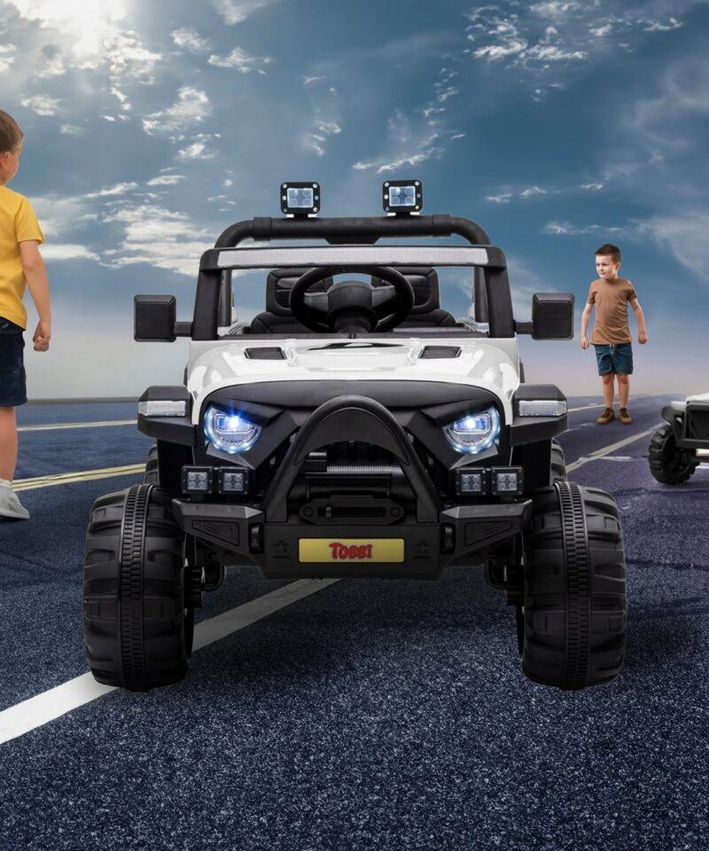 12 Volt Electric Remote Control Kids Toy Fun Vehicle Ride On Truck, White - Image 8