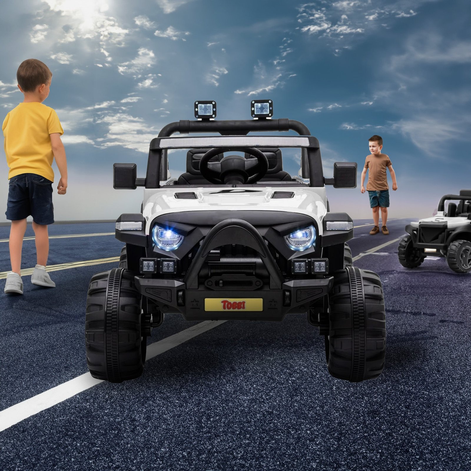 12 Volt Electric Remote Control Kids Toy Fun Vehicle Ride On Truck, White - Image 8