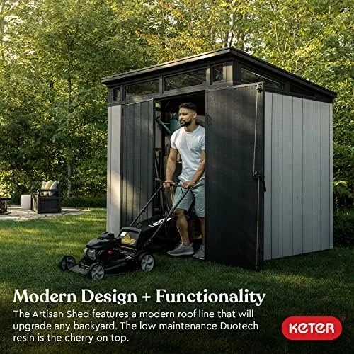 Alternative view of Keter Outdoor Storage Sheds, for House, Patio & Yard, Plastic Resin, Artisan, 7×7 Ft, Gray