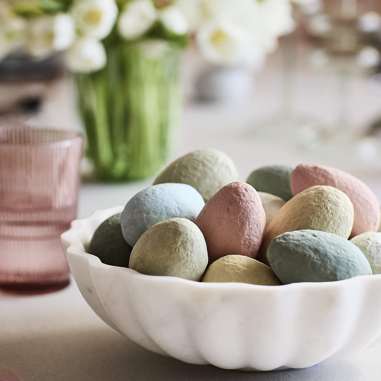 Pastel Colored Cotton Mache Decorative Easter Eggs, Set of 12 - Image 4