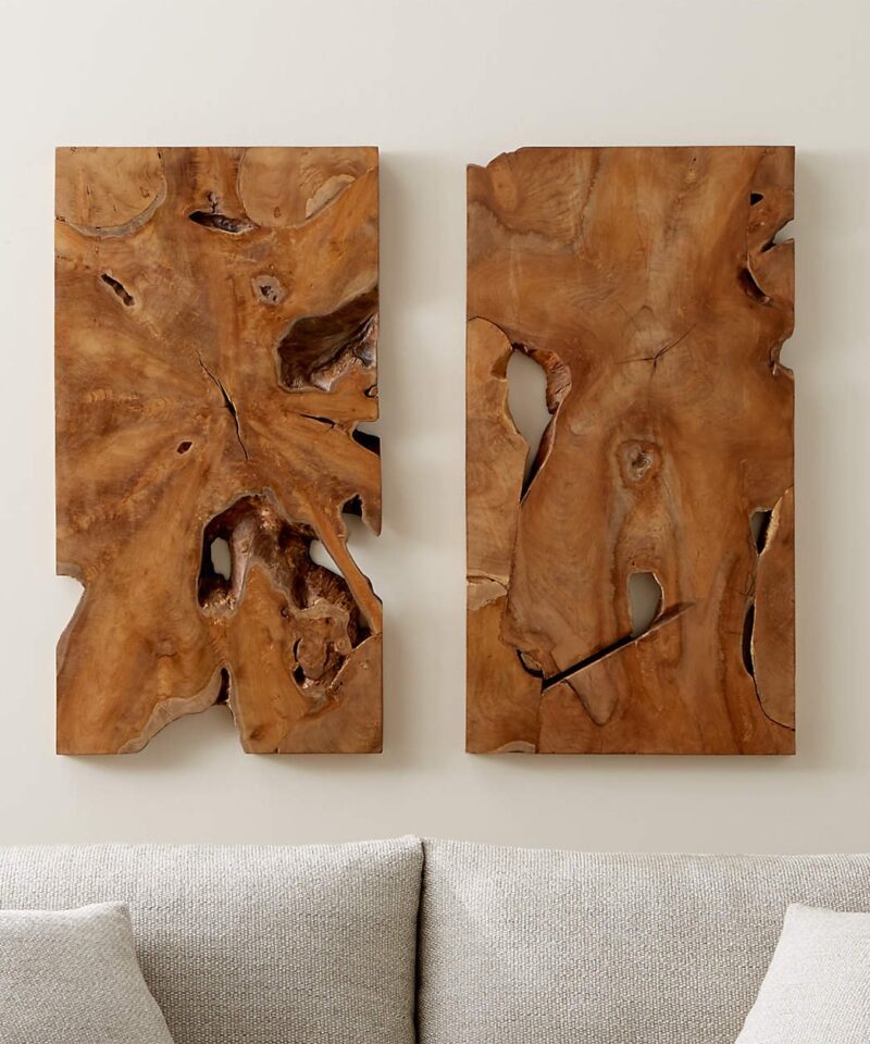 “Slice” Teak Wall Art, Set of 2 - Image 6